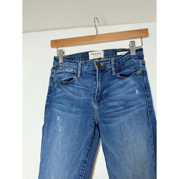 Frame Le High Skinny Denim Blue Distressed Jeans - Size 26 Women's Jeans - Picture 4 of 8